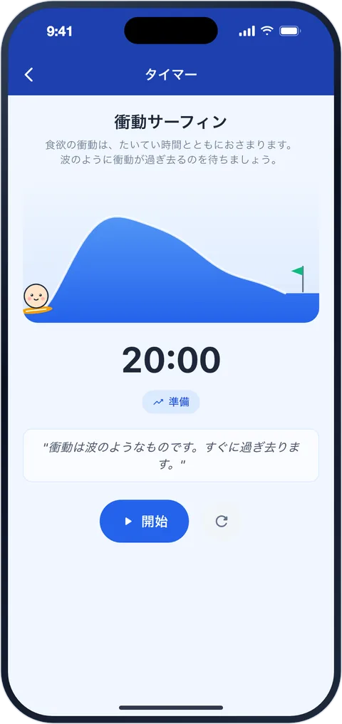 Kontrolアプリの20分衝動タイマー画面