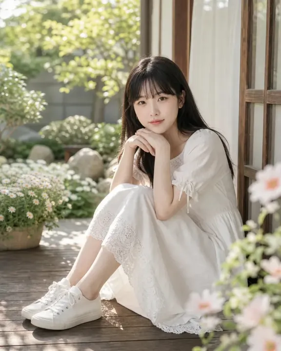 필터로 찍은 툇마루 아침 포트레이트